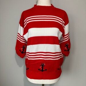 Nautical Red and White Striped Sweater